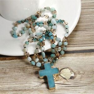 Genuine Blue Stone Cross Necklace